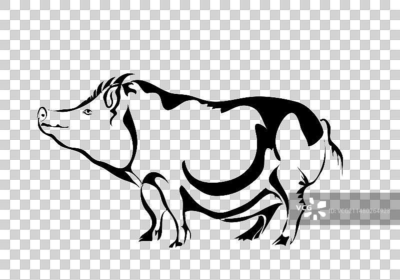 猪的剪影图片素材