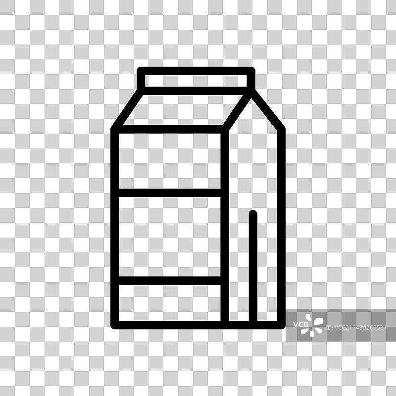 白色背景上的黑色线条盒装果汁图标图片素材