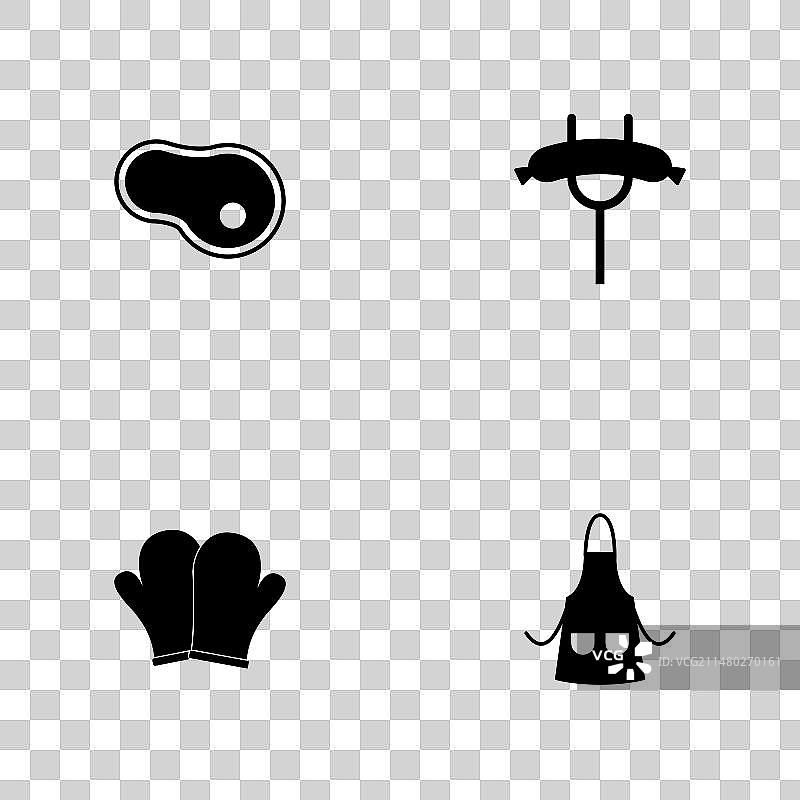 肉类烹饪黑色图标套装图片素材