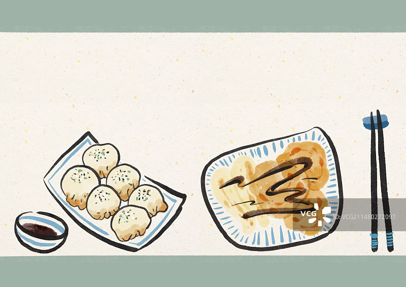 水墨风上海美食插画图片素材