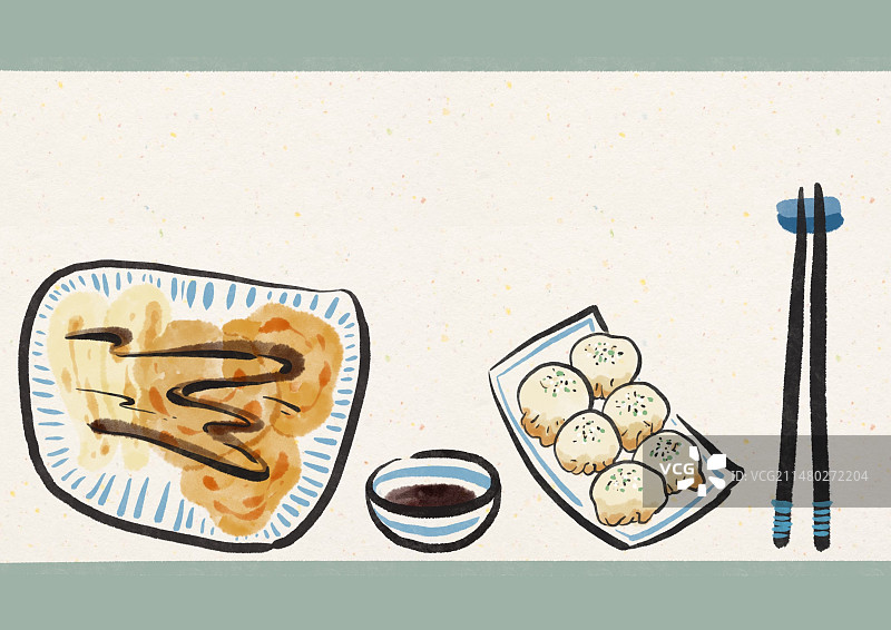 水墨风上海美食插画图片素材