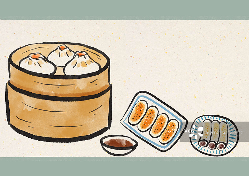 水墨风上海美食插画图片素材