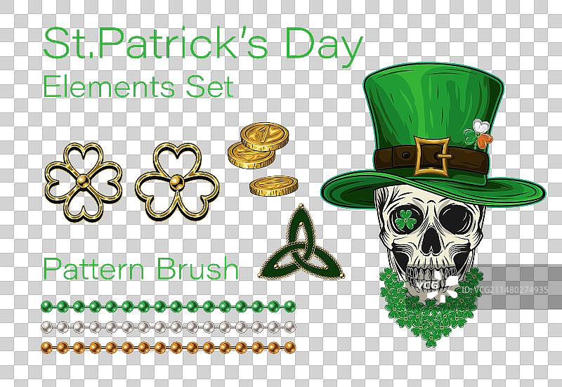 圣帕特里克节物品剪贴画组合图片素材
