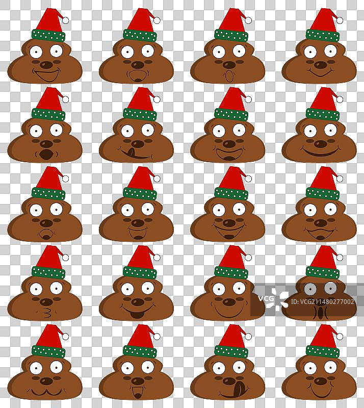 戴圣诞老人帽的卡通趣味便便表情图片素材