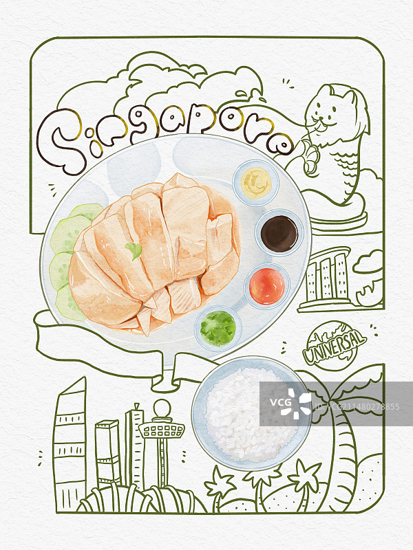 新加坡特色美食海南鸡饭图片素材