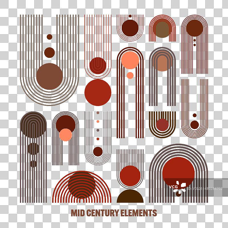 世纪中期拱形和圆形现代元素图片素材