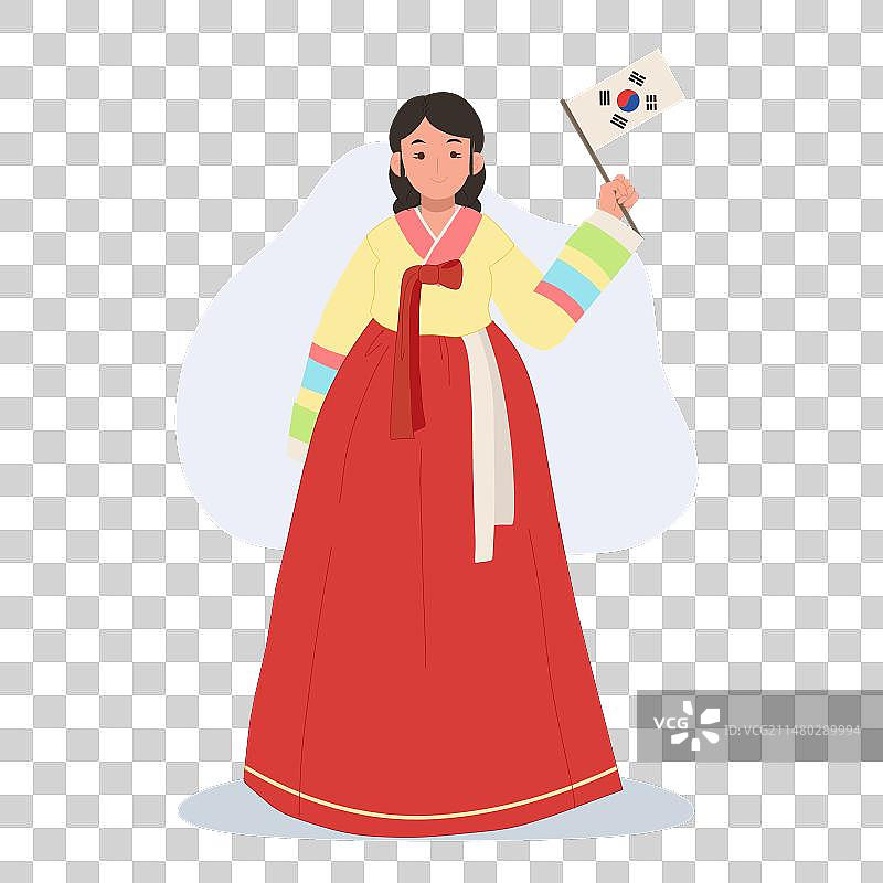 身穿韩国传统服装的快乐微笑的女人图片素材