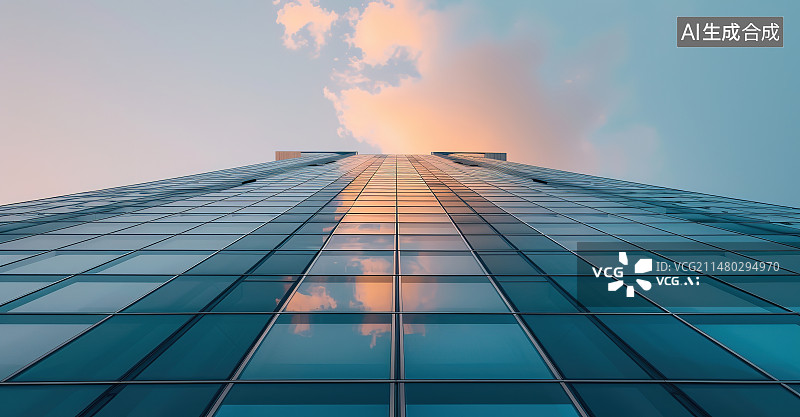 【AI数字艺术】城市现代建筑仰天俯视图片素材