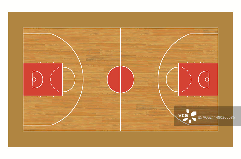 带线条的篮球场地板顶视图轮廓图片素材