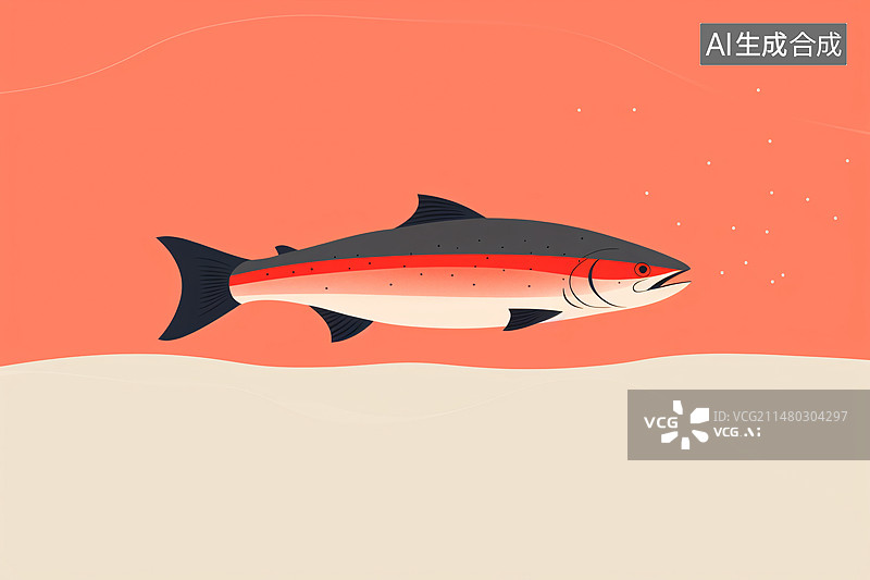 【AI数字艺术】可爱的沙丁鱼插画，海产美食概念插图图片素材