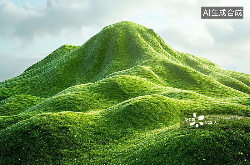 【AI数字艺术】山坡上的绿色景观图片素材