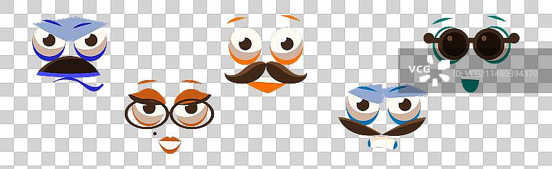 有趣的彩色方形表情符号和漫画图片素材