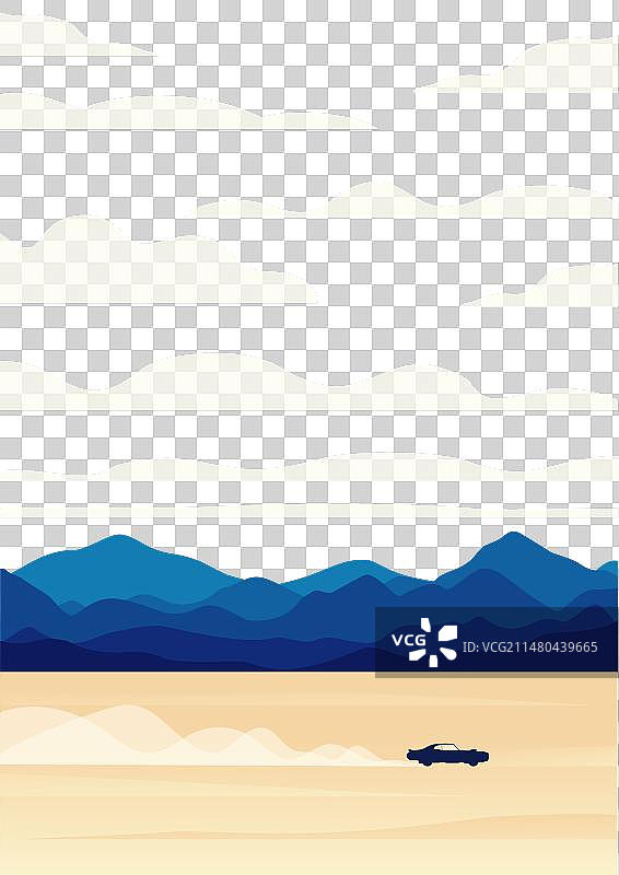 沙漠山脉汽车景观图片素材