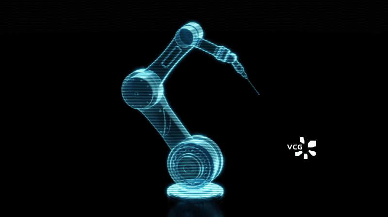 机械臂与全息图像循环动画3D渲染图片素材