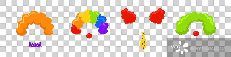 小丑假发模板，有趣的圆形彩虹发型图片素材