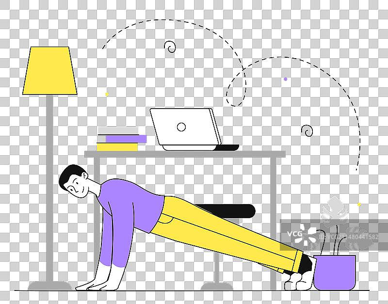 居家晨练（线性风格）图片素材