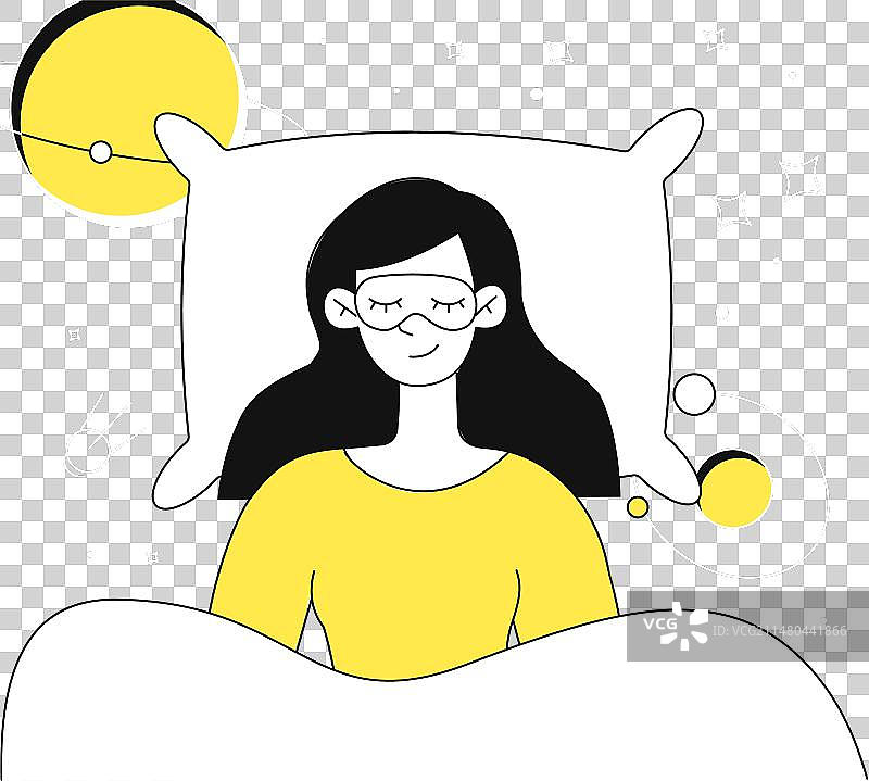 睡着的女人（线性风格）图片素材