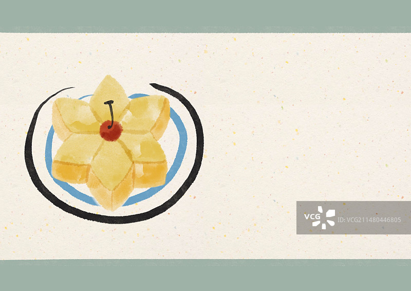 水墨风北京美食插画-豌豆黄图片素材