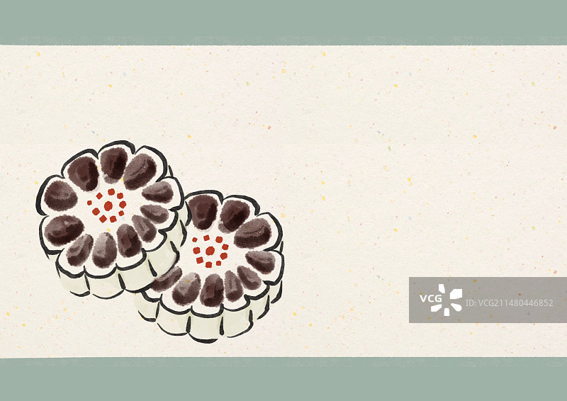 水墨风北京美食插画-枣花酥图片素材