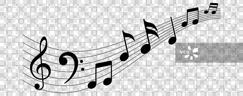 音符和歌曲的波浪图片素材