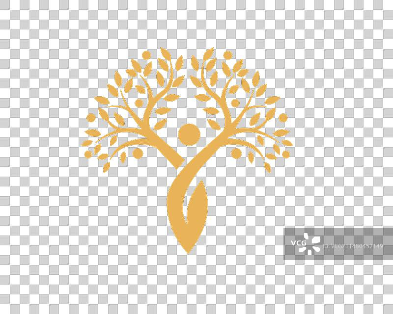 冥想树标志设计，医疗用途图片素材