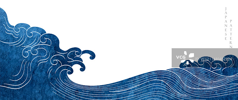 日式蓝色水彩纹理背景图片素材