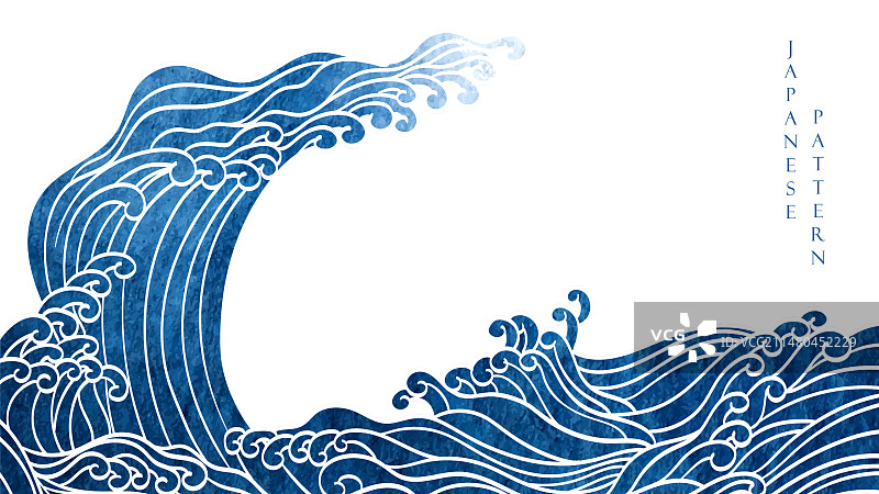 蓝色笔触纹理与日本海洋图片素材