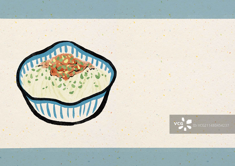 水墨风长沙美食插画-刮凉粉图片素材