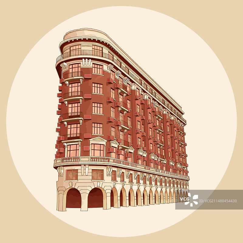上海城市地标建筑武康大楼插画图片素材