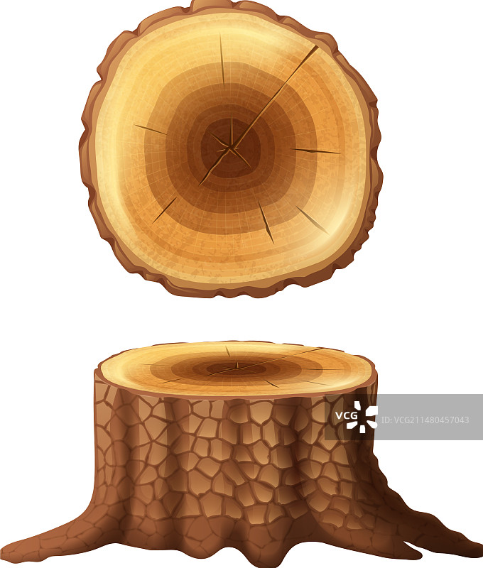 树桩两种视图图标集图片素材