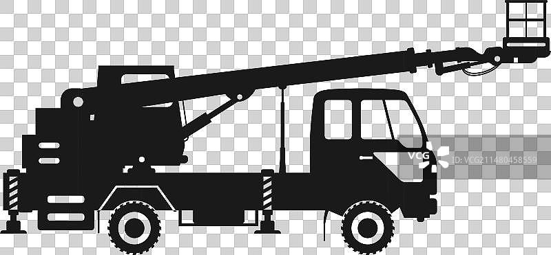 高空作业平台车斗剪影图片素材