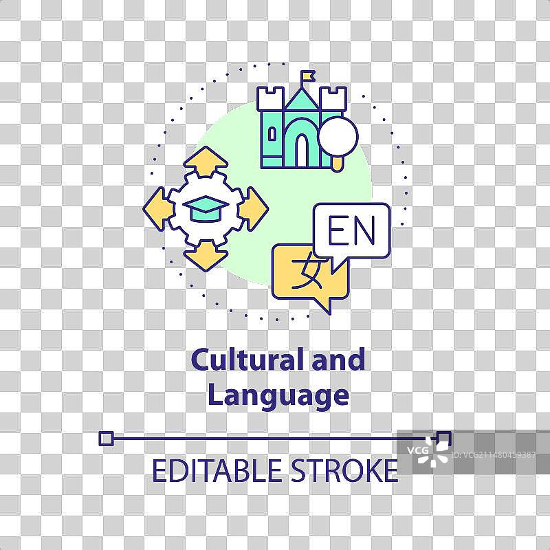 彩色文化语言细线图片素材