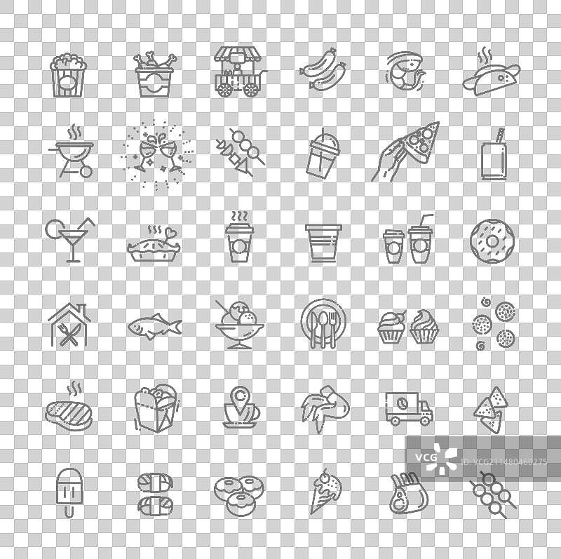 美食广场图标轮廓合集图片素材
