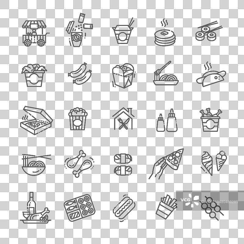 美食广场图标轮廓合集图片素材