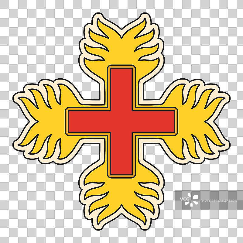 白色背景上的龙徽十字架符号图片素材
