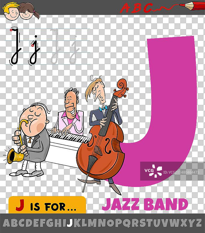 卡通爵士乐队字母J图片素材