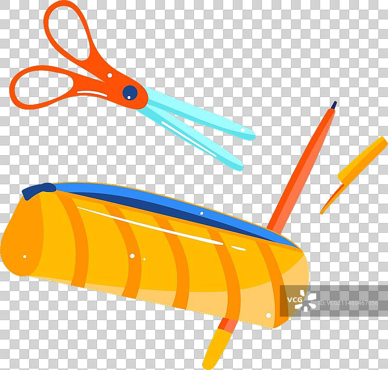 明亮的剪刀铅笔和文具盒图片素材