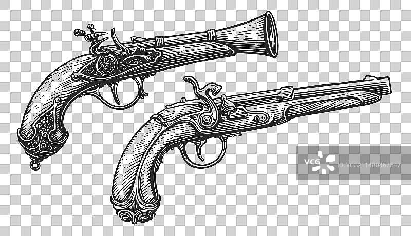 带木制握柄燧发枪图片素材