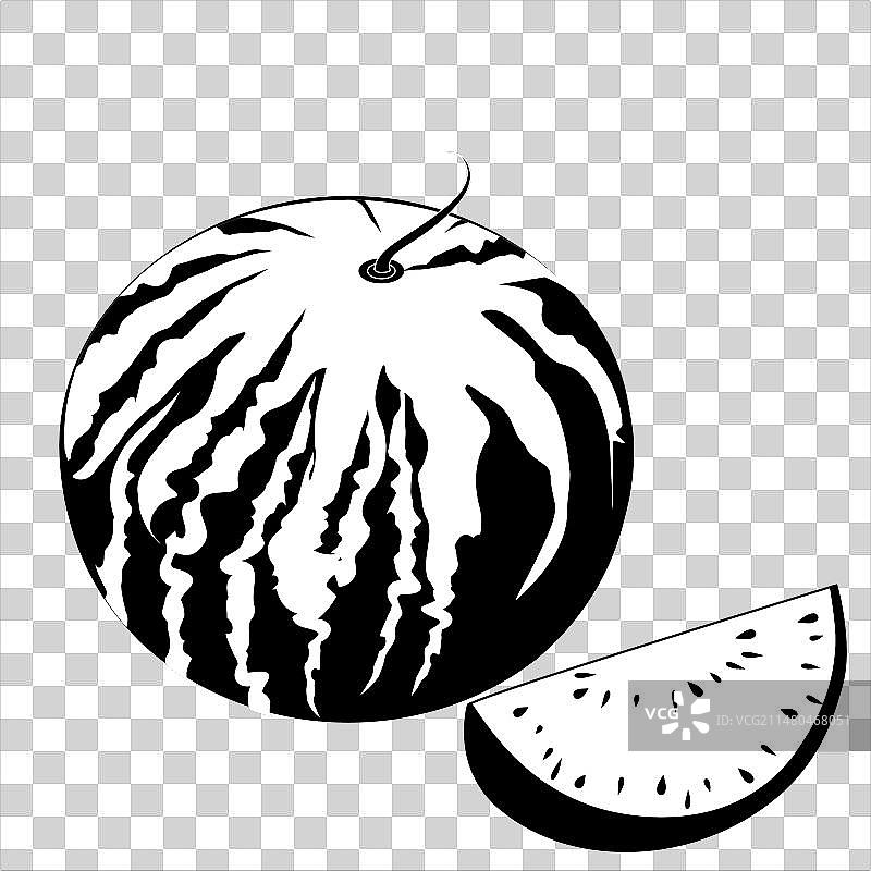 黑色西瓜切片轮廓图片素材