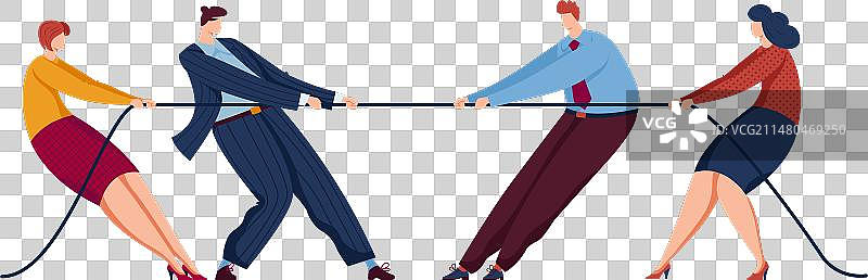 两男两女拔河图片素材