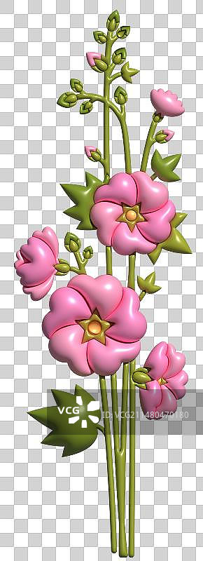 膨胀风蜀葵花朵三维图形插画元素图片素材