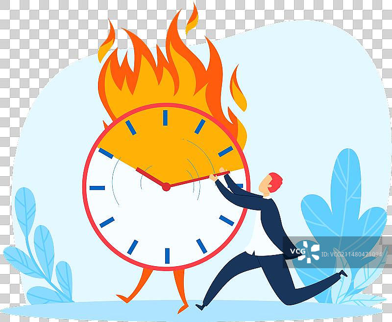 人物推动燃烧的时钟表达紧迫感图片素材