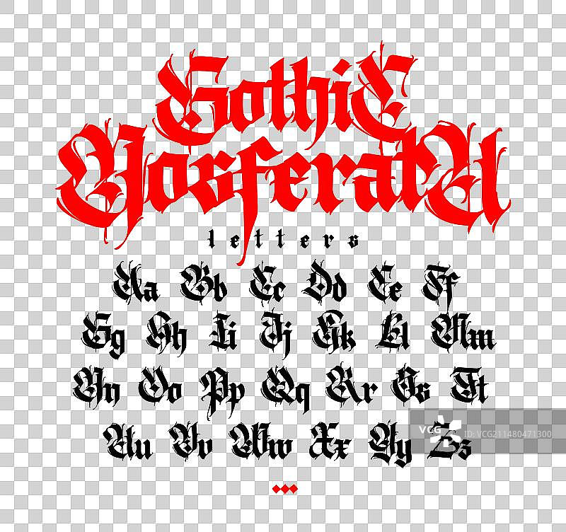 现代哥特式全套英文字母（中世纪风格）图片素材