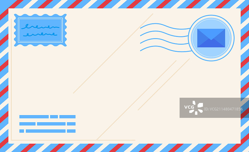扁平风格的复古航空信封图片素材