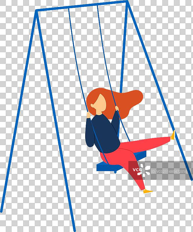 荡秋千的年轻红发女子图片素材