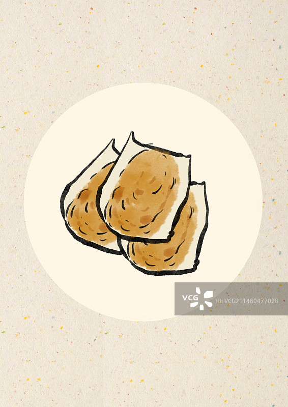 水墨风西藏美食插画-土豆包子图片素材