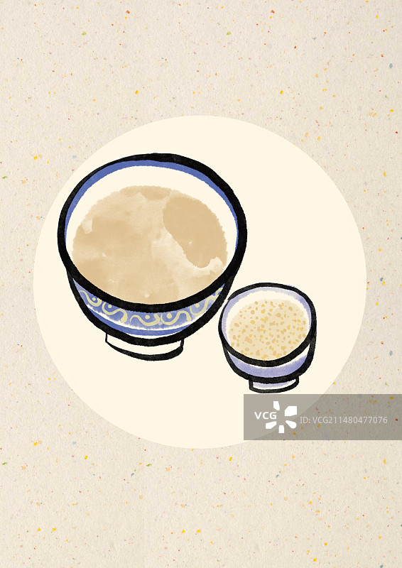 水墨风西藏美食插画-酥油茶图片素材