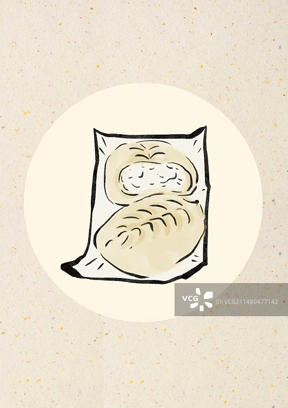 水墨风西藏美食插画-奶渣包子图片素材