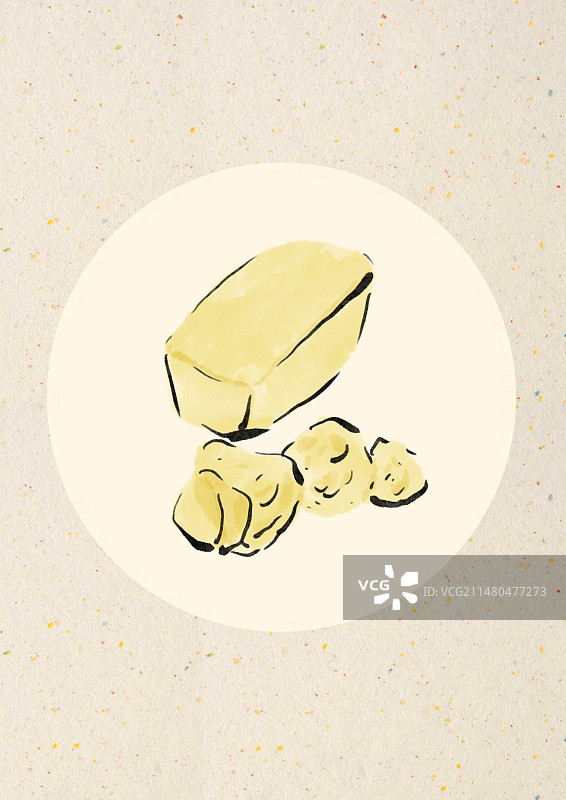 水墨风西藏美食插画-奶疙瘩图片素材