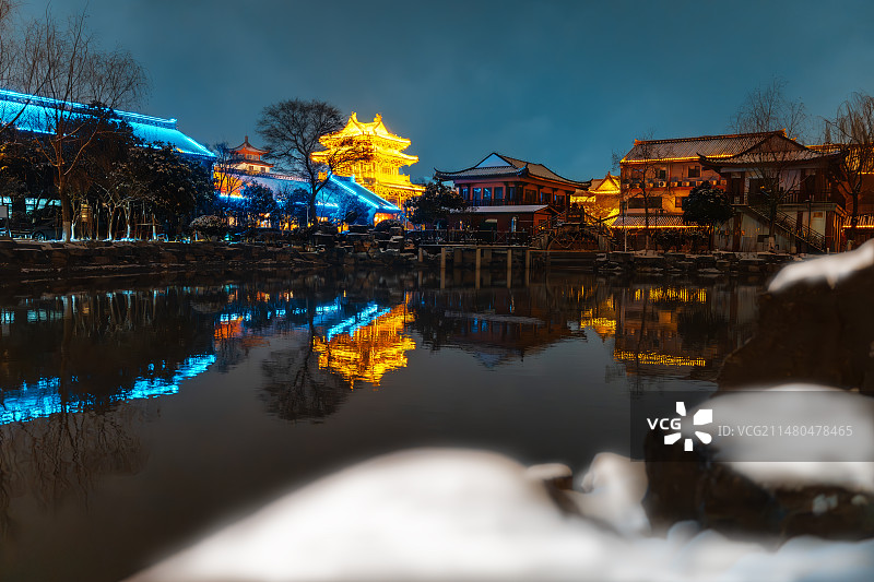 雪后的河下古镇图片素材